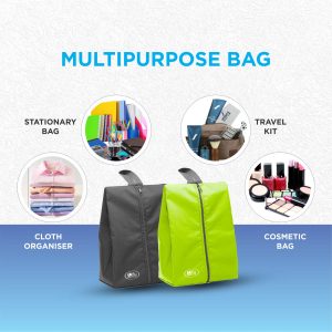 Lify Shoe Storage Organizer Bags Set, Water-Resistant Nylon Fabric with Sturdy Zipper for Traveling (6 Pack) (Florescent(Neon Green) & Grey)